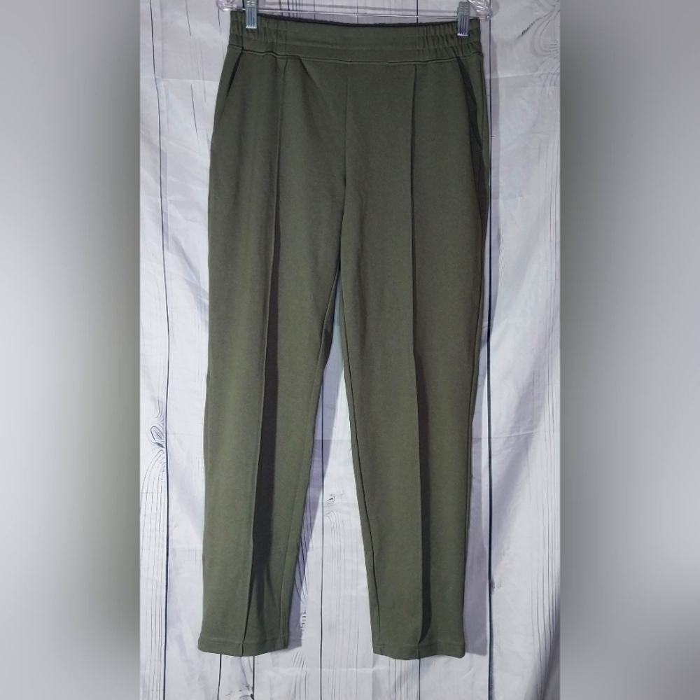 Mondetta Womens Pintuck Casual Travelwear Straight Leg Pant Olive Size M